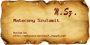 Matecsny Szulamit névjegykártya